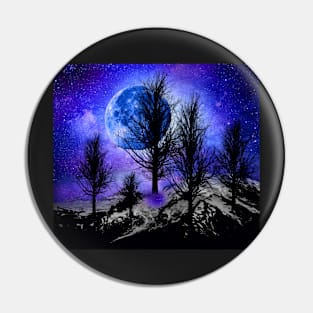 NEBULA STAR MOON AND TREES Pin