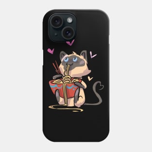 Siamese Cat Eating Noodles Phone Case