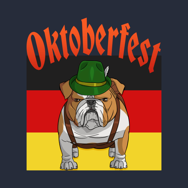 English Bulldog Lederhosen Alpine Oktoberfest by Noseking