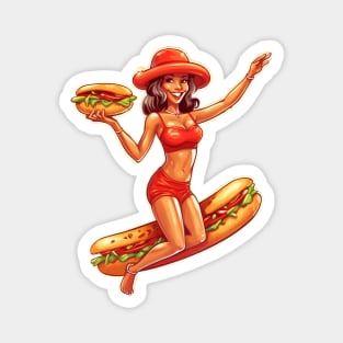 Hot Dog Girl Summer Magnet