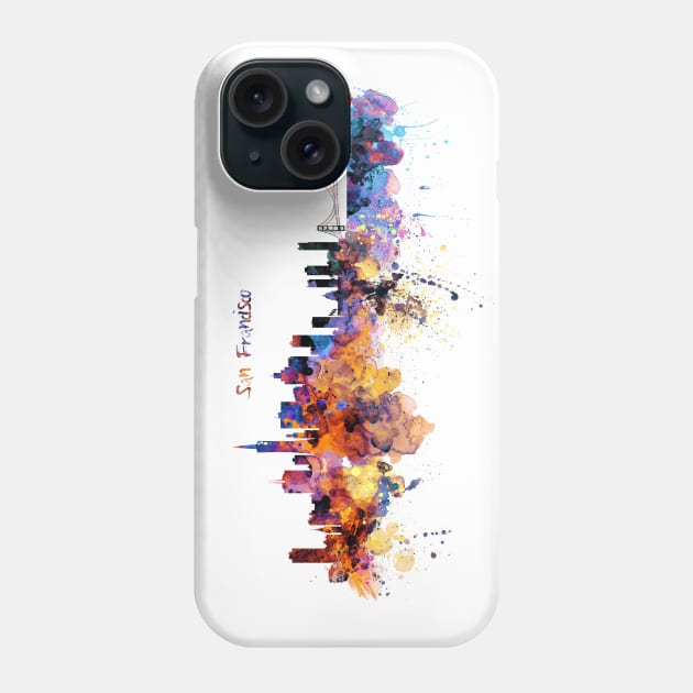 San Francisco watercolor skyline Phone Case by Marian Voicu