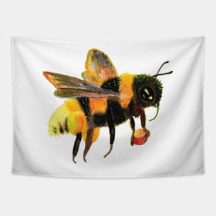 A bumblebee gathers sweet nectar and pollen Illustration Tapestry