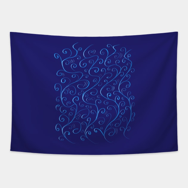 Glowing Blue Swirls Tapestry by Boriana Giormova