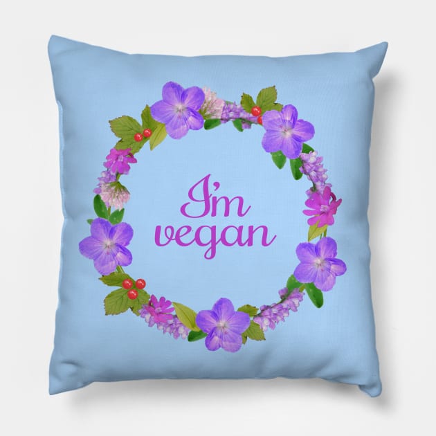 I'm vegan Pillow by Purrfect