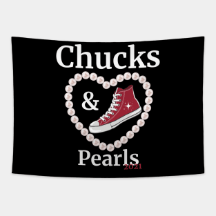 Chucks and Pearls 2021 Harris Biden Tapestry