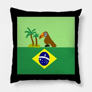 Sporty Brazil Design on Black Background Pillow