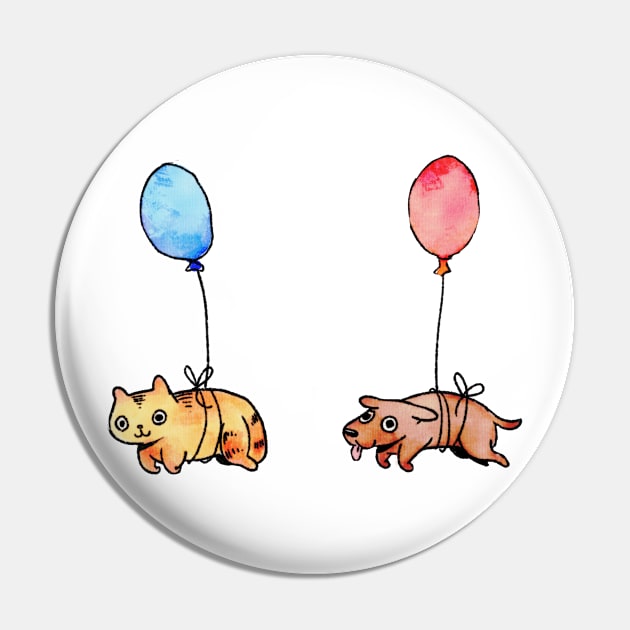 Cat and Dog Balloon Pin by KadyIllustrates