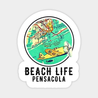 Pensacola Florida Beach Life Vintage Old Map Style Magnet