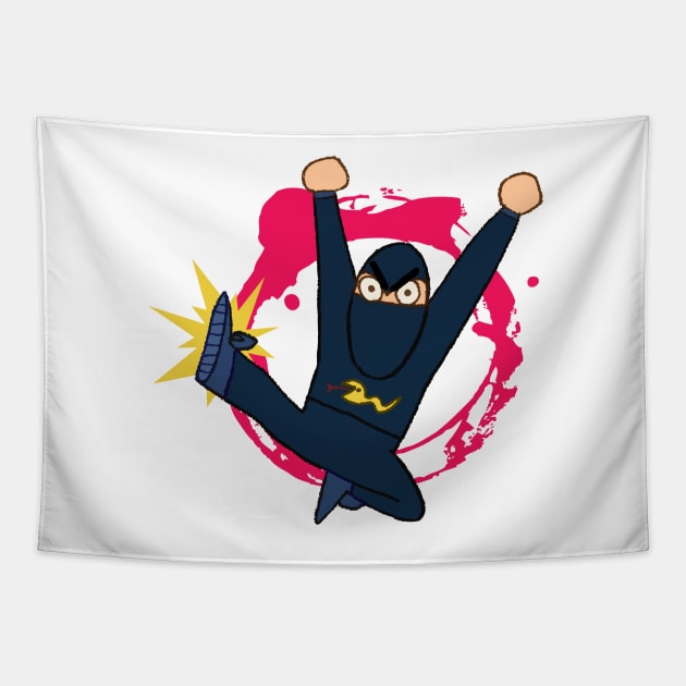 Ninja Brian Kick Tapestry by gorillaprutt