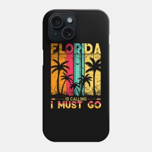 Florida Is Calling And I Must Go Retro Palm Trees Florida Phone Case