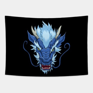 Chinese Dragon Head Blue Tapestry