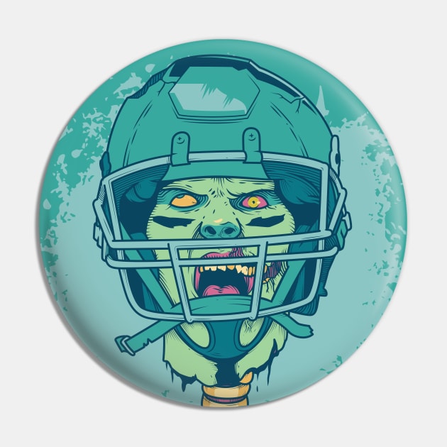 Gnarly Zombie Football Player Pin by SLAG_Creative