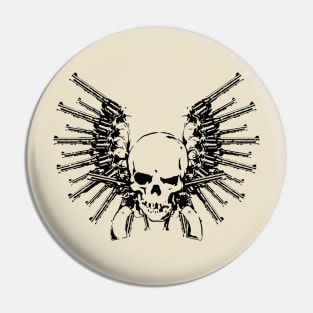 Skull with Gun Motif Pin