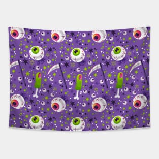 Eyeball Scythe Zombie Finger Creepy Halloween Fun Spooky Cute Design Tapestry