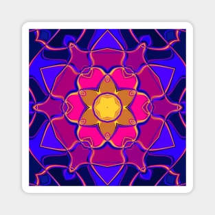 Cartoon Mandala Flower Yellow Pink and Blue Magnet