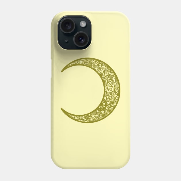 Green Henna Crescent Moon Phone Case by Tilila