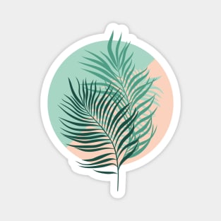 Tropical palm leaves (turquoise and blush background) Magnet