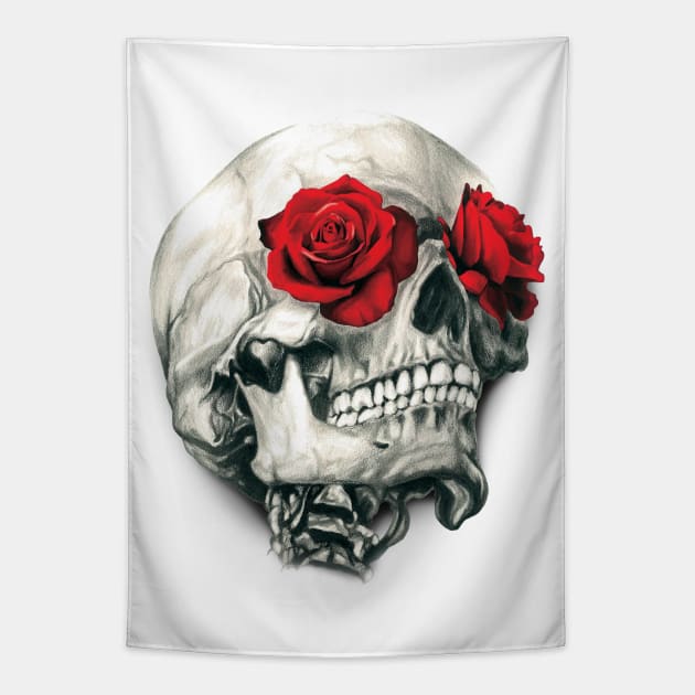 Rose Eye Skull Tapestry by bonedesigns