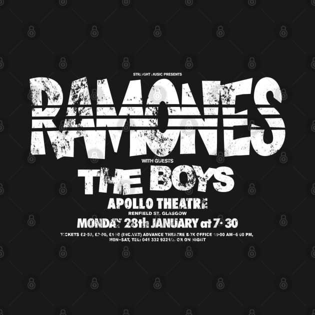 Ramones/The Boys Glasgow Apollo 28th January 1980 UK Tour Poster Repro by RockitTees