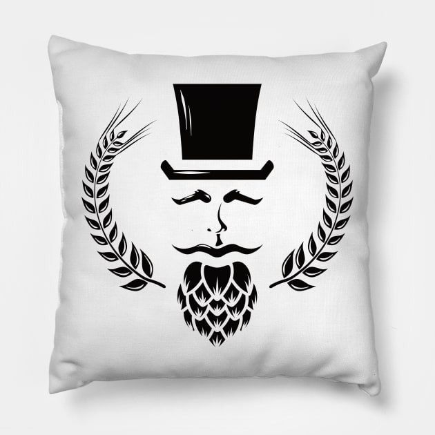 The Brewmaster (black) Pillow by dkdesigns27