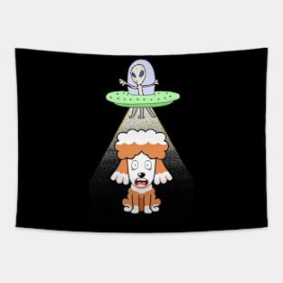 Funny poodle is being abducted by aliens Tapestry