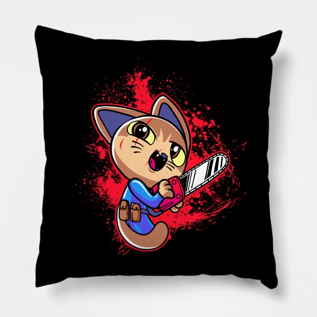 Chainsaw Cat Pillow by nazumouse