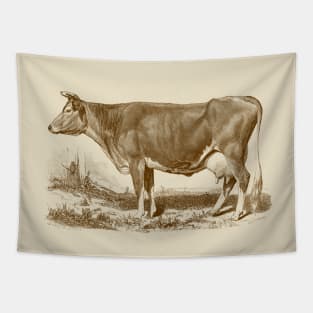 Jersey Cow Vintage Illustration Tapestry