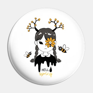 Hell(o) spring honeybee (monochrome) Pin