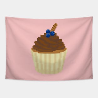 Light chocolate cupcake pixel art Tapestry