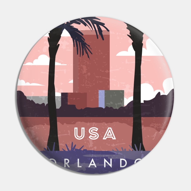 Orlando, USA. Retro travel poster Pin by GreekTavern