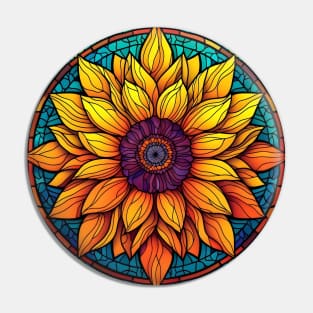 Stained Glass Sunflower Pin