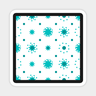 Suns and Dots Medium Dark Cyan on White Repeat 5748 Magnet