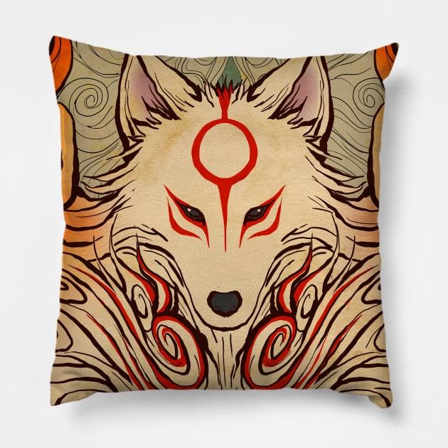 Okami 2 Pillow by mcashe_art