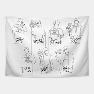 BTS Member Sketch Line Art Fanmade Merch & Accessories Tapestry