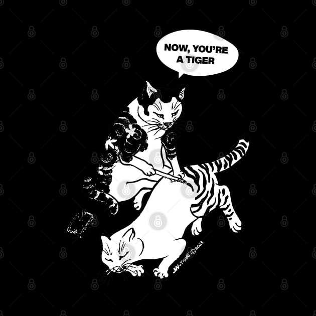 TATTOED CAT BECAME A TIGER BACK PRINT by LIF