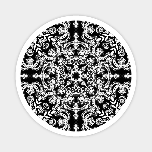 Black White Folk Art Pattern Folk Magnet Teepublic Free vectors white smoke white flower black background black black hair black border background black white background white white heart. teepublic