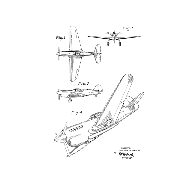 Airplane Vintage Patent Drawing Funny Novelty T-Shirt by TheYoungDesigns