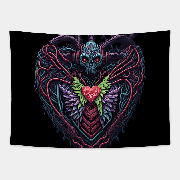 Cyborg Hearts Tapestry by Houerd