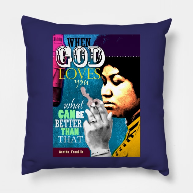 Aretha Franklin Inspirational Quote Pillow by pahleeloola