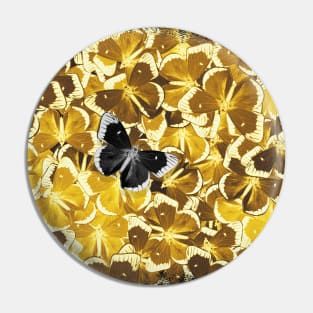 Dare to be Different - Black Butterfly on Golden Yellow Butterflies Pin