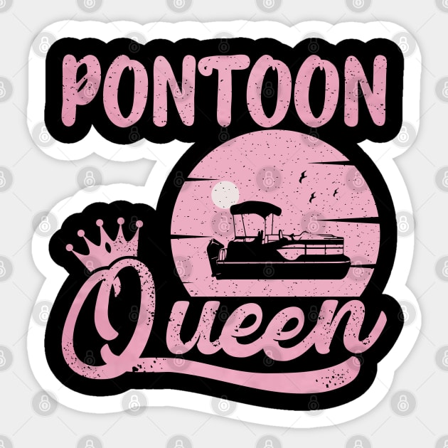 Pontoon Queen Vintage Funny Pontoon Boat Lover Girls - Pontoon Boat Lover  Girls Gifts Idea - Sticker