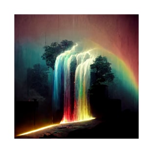 Waterfall Rainbow Landscape Fantasy T-Shirt