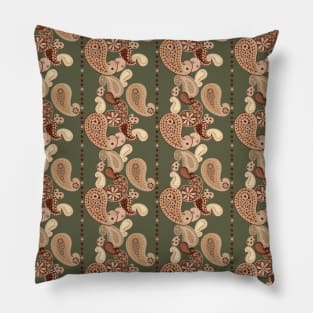 Retro Paisley - Green Pillow