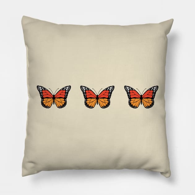 Three butterflies Pillow by DEMON LIMBS