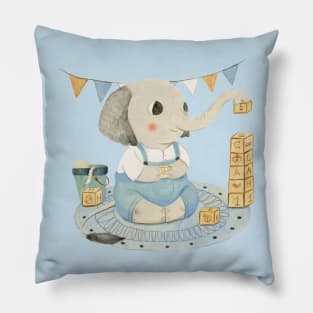 Elephant with Cubes Pillow