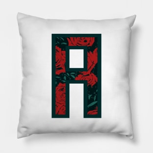 Modern Rose Floral Initial Name Alphabet - Letter A Pillow