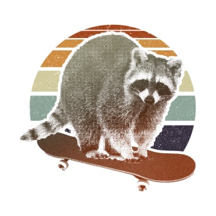 Raccoon on a skateboard retro T-Shirt