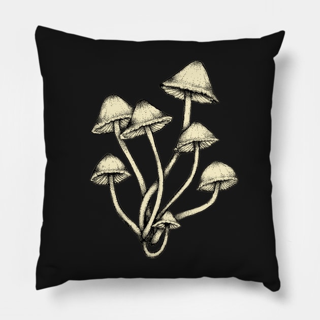 Tall Mushrooms || Mustard Yellow Pillow by chrystakay