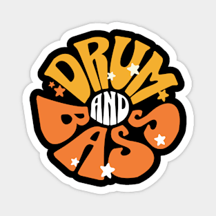 DRUM AND BASS  - Y2K Floral Font (White/Orange/Yellow) Magnet