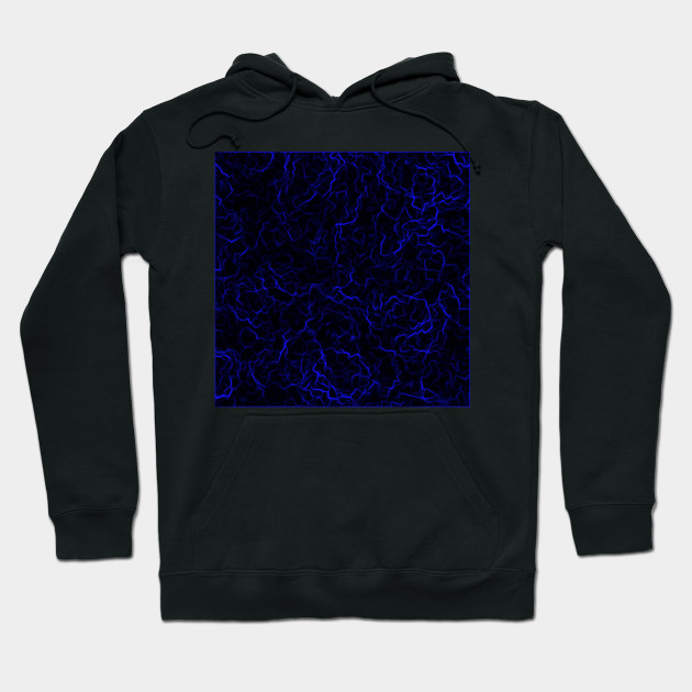 Dark Blue Electrical Streak Pattern Blue Lightning Hoodie